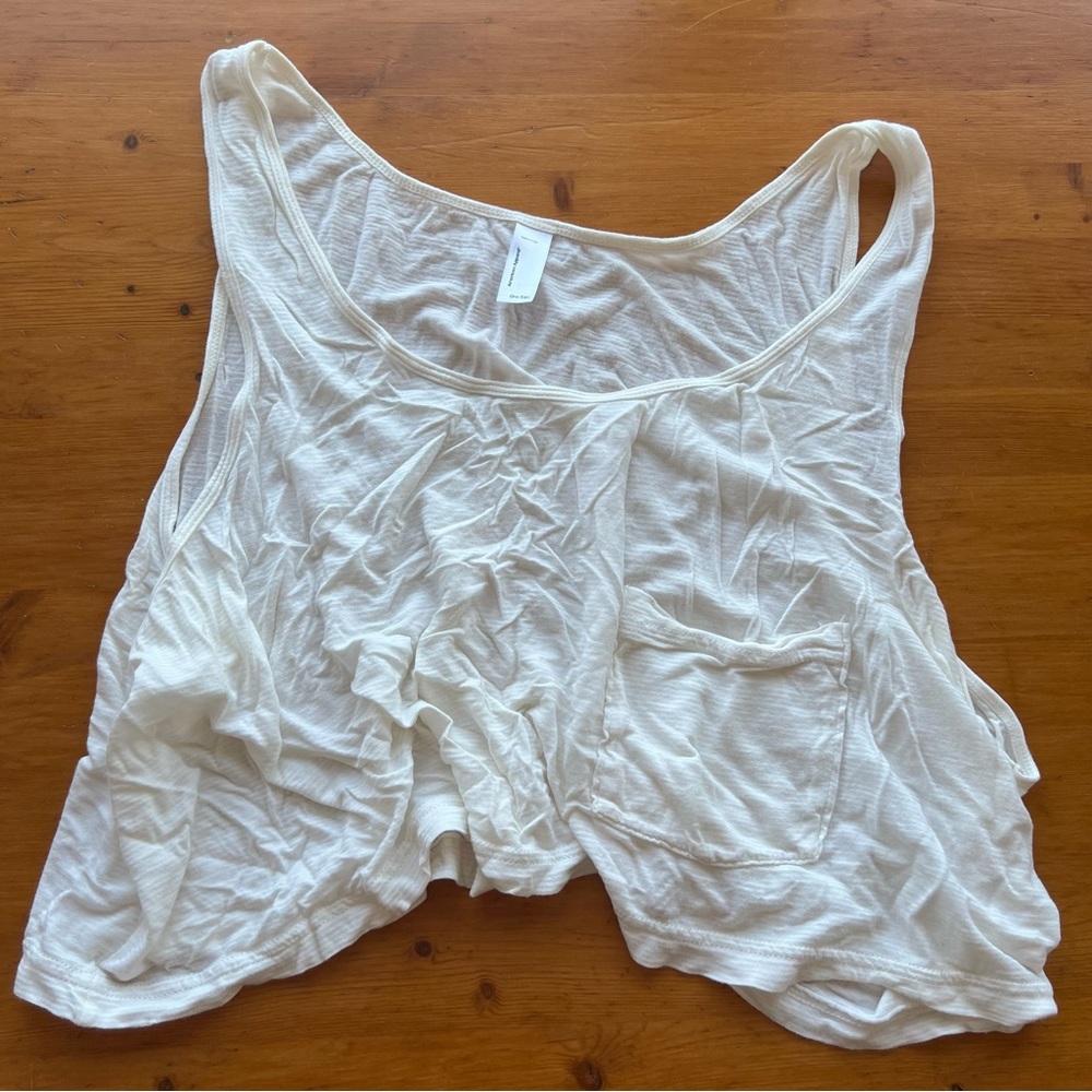 American apparel off white striped crop top loose tank